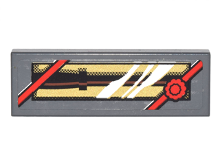 Tile 1 x 3 with Black Wand in Packaging with Red Bow on Gold Background Pattern (Sticker) - Set 4841