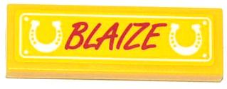 Tile 1 x 3 with 2 Horseshoes and 'BLAIZE' Pattern (Sticker) - Set 41039