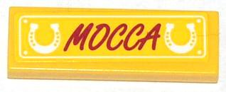 Tile 1 x 3 with 2 Horseshoes and 'MOCCA' Pattern (Sticker) - Set 41039