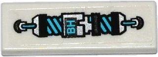Tile 1 x 3 with 'BH' and Black, Silver and Medium Azure Shock Absorber Pattern (Sticker) - Set 70169