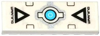 Tile 1 x 3 with 'WARNING', Black Triangles and Silver and Medium Azure Electronic Eye Pattern (Sticker) - Set 70173