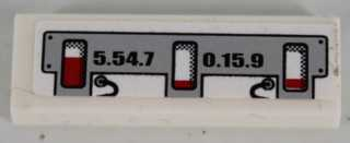 Tile 1 x 3 with Black '5.54.7'and '0.15.9' and Red Level Indicators Pattern (Sticker) - Set 8864