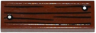 Tile 1 x 3 with Wood Grain and 2 Silver Nails Pattern (Sticker) - Set 60095
