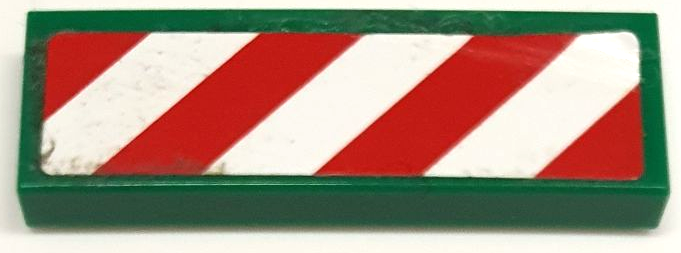Tile 1 x 3 with Red and White Danger Stripes Pattern Model Left Side (Sticker) - Set 60097