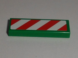 Tile 1 x 3 with Red and White Danger Stripes Pattern Model Left Side (Sticker) - Set 60097