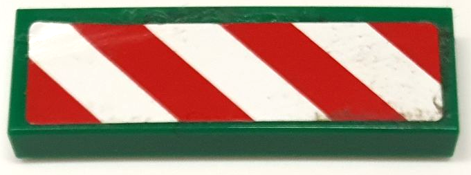 Tile 1 x 3 with Red and White Danger Stripes Pattern Model Right Side (Sticker) - Set 60097