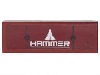 Tile 1 x 3 with White 'HAMMER', Black Lines and 2 Screws Pattern (Sticker) - Set 76077