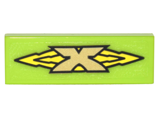 Tile 1 x 3 with Gold 'X' Logo on Yellow Arrows Pattern (Sticker) - Set 70620
