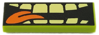 Tile 1 x 3 with Bright Light Yellow Teeth and Orange Tongue on Black Background Pattern (BrickHeadz Slimer Mouth)