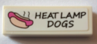Tile 1 x 3 with Hot Dog and Black 'HEAT LAMP DOGS' Pattern (Sticker) - Set 71016