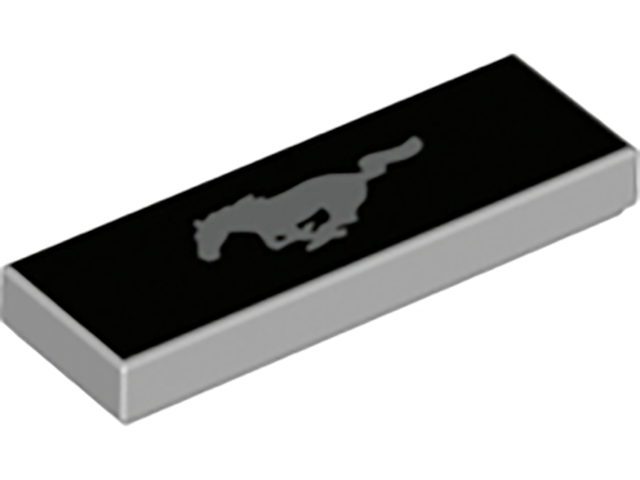 Tile 1 x 3 with Silver Ford Mustang Logo on Black Background Pattern