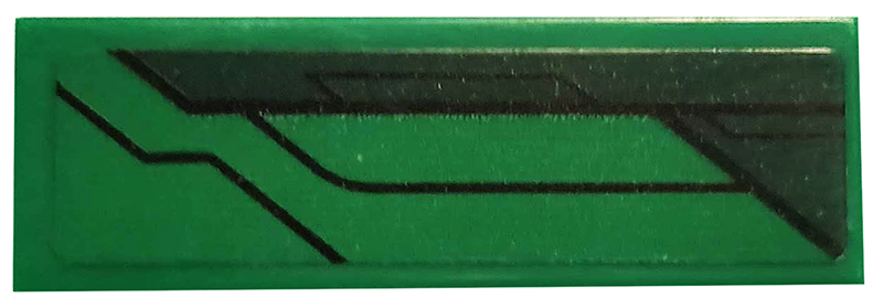 Tile 1 x 3 with Dark Green Stripe and Black Lines Pattern Model Left Side (Sticker) - Set 76114