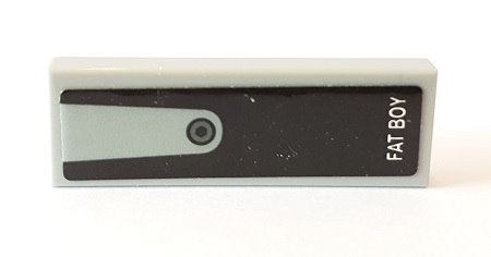 Tile 1 x 3 with 'FAT BOY' and Black and Gray Circle Pattern (Sticker) - Set 10269