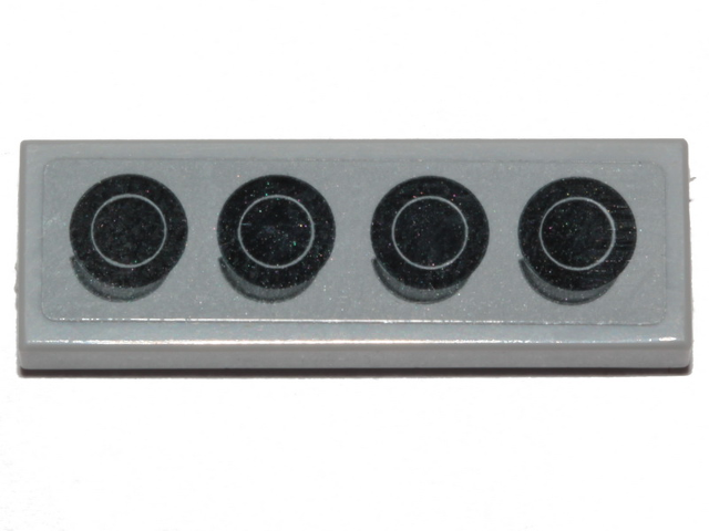 Tile 1 x 3 with 4 Black Engine Cylinders Pattern (Sticker) - Set 40409