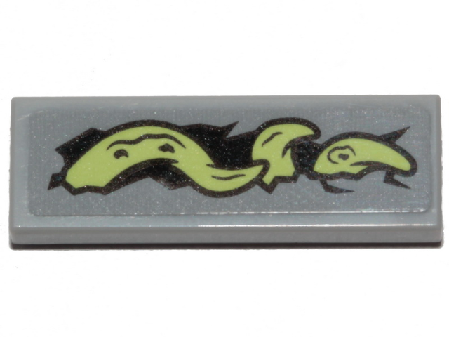 Tile 1 x 3 with Yellowish Green Tentacle Pattern Model Left Side (Sticker) - Set 70433
