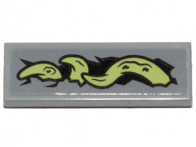 Tile 1 x 3 with Yellowish Green Tentacle Pattern Model Right Side (Sticker) - Set 70433
