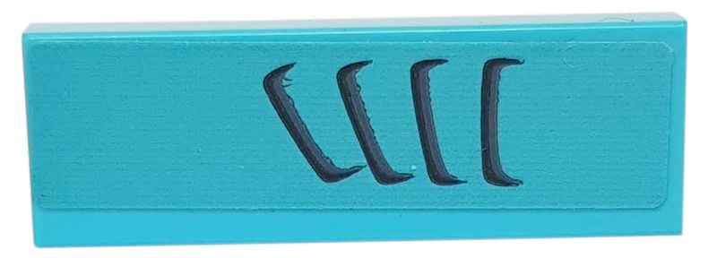 Tile 1 x 3 with Black and Dark Bluish Gray Air Vents on Medium Azure Background Pattern Model Left Side (Sticker) - Set 76898