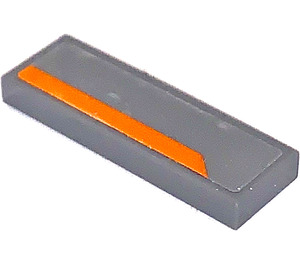 Tile 1 x 3 with Orange Stripe on Dark Bluish Gray Background Pattern Model Left Side (Sticker) - Set 75892