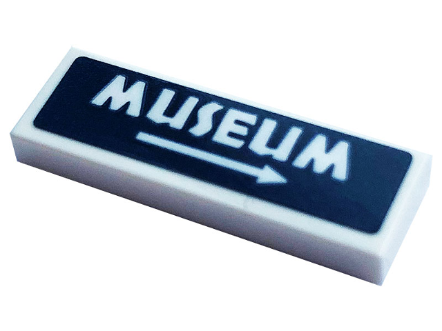 Tile 1 x 3 with White Arrow and 'MUSEUM' Pattern (Sticker) - Set 75937