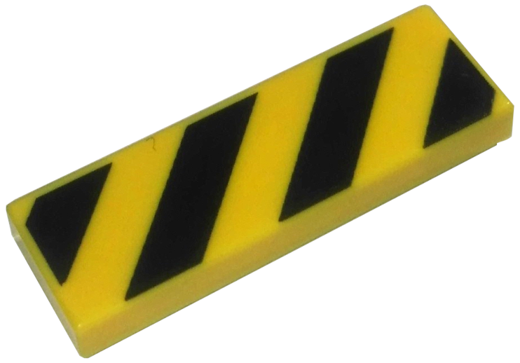 Tile 1 x 3 with Black Danger Stripes Pattern