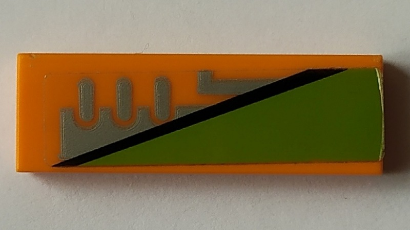 Tile 1 x 3 with Black and Lime Stripe and Silver Vents Pattern Model Left Side (Sticker) - Set 70355