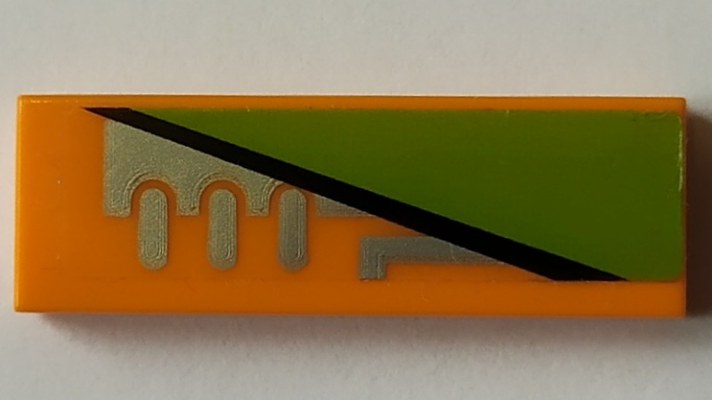 Tile 1 x 3 with Black and Lime Stripe and Silver Vents Pattern Model Right Side (Sticker) - Set 70355