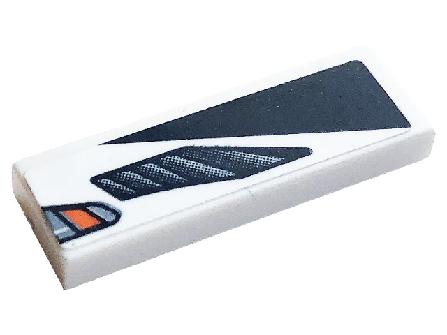 Tile 1 x 3 with Air Flow, Black Stripe and Orange Square Pattern Model Left Side (Sticker) - Set 76896