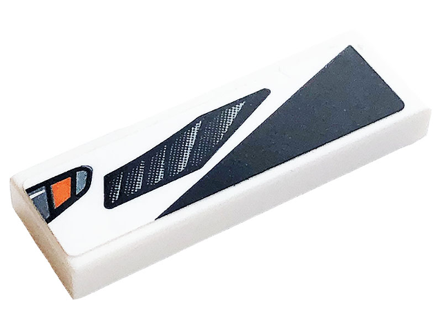 Tile 1 x 3 with Air Flow, Black Stripe and Orange Square Pattern Model Right Side (Sticker) - Set 76896