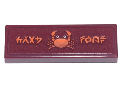 Tile 1 x 3 with Ninjago Logogram 'CRAB SHOP' and Orange Crab Pattern (Sticker) - Set 71741