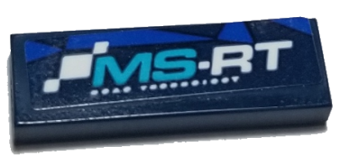 Tile 1 x 3 with 'MS-RT' and Blue Triangles Pattern (Sticker) - Set 75885