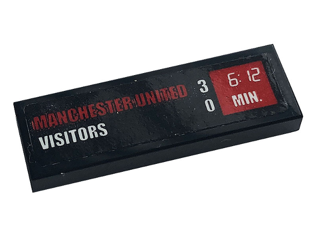 Tile 1 x 3 with 'MANCHESTER UNITED 3', 'VISITORS 0' and Clock with '6:12 MIN' Pattern (Sticker) - Set 10272
