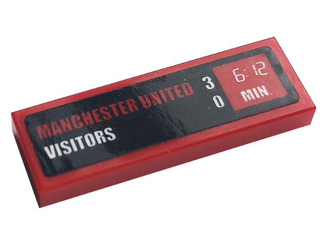 Tile 1 x 3 with 'MANCHESTER UNITED 3', 'VISITORS 0' and Clock with '6:12 MIN' Pattern (Sticker) - Set 10272
