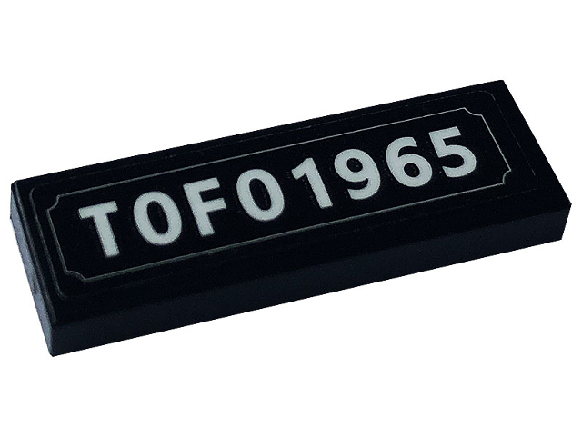 Tile 1 x 3 with White 'TOFO1965' Pattern (Sticker) - Sets 10271 / 77942