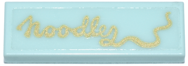 Tile 1 x 3 with Gold Script 'Noodles' Pattern (Sticker) - Set 70657