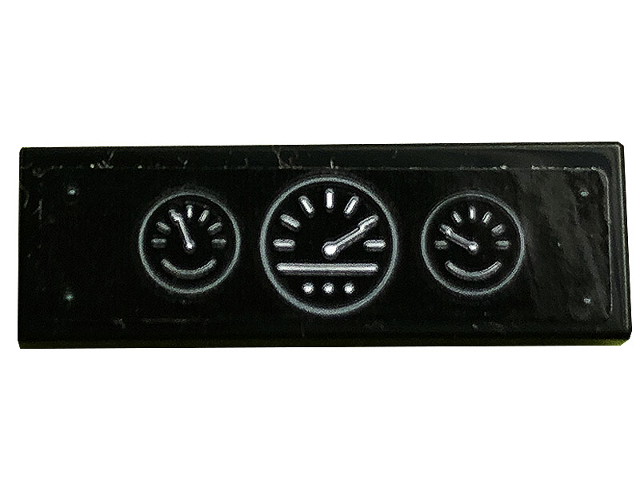 Tile 1 x 3 with White Speedometer and Gauges Pattern (Sticker) - Set 10279
