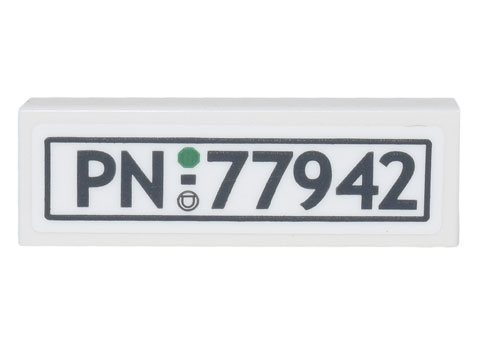 Tile 1 x 3 with License Plate Black 'PN-77942' Pattern (Sticker) - Set 77942