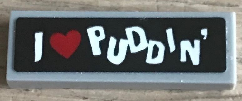 Tile 1 x 3 with 'I Heart PUDDIN' on Black Background Pattern (Sticker) - Set 70921
