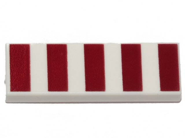 Tile 1 x 3 with 5 Dark Red Stripes Pattern