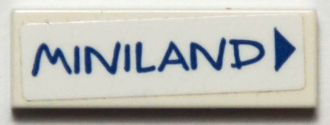 Tile 1 x 3 with Blue 'MINILAND' and Triangle Pattern (Sticker) - Set 40346