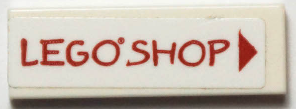 Tile 1 x 3 with Red 'LEGO SHOP' and Triangle Pattern (Sticker) - Set 40346