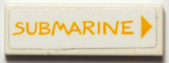 Tile 1 x 3 with Yellow 'SUBMARINE' and Triangle Pattern (Sticker) - Set 40346