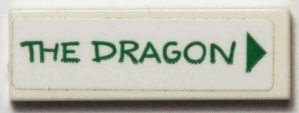 Tile 1 x 3 with Green 'THE DRAGON' and Triangle Pattern (Sticker) - Set 40346