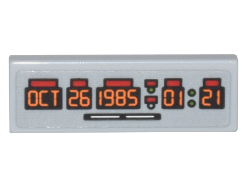 Tile 1 x 3 with Time Machine Digital Clock Orange 'OCT 26 1985 01:21' Pattern (Sticker) - Set 10300