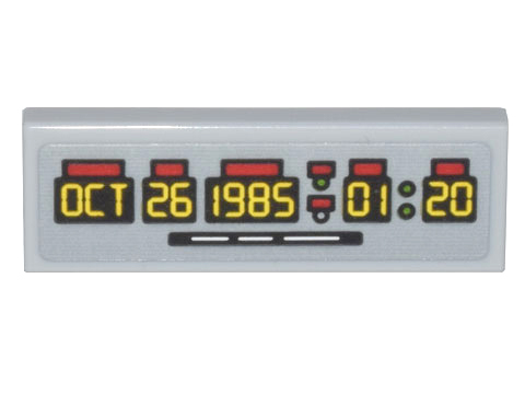 Tile 1 x 3 with Time Machine Digital Clock Yellow 'OCT 26 1985 01:20' Pattern (Sticker) - Set 10300