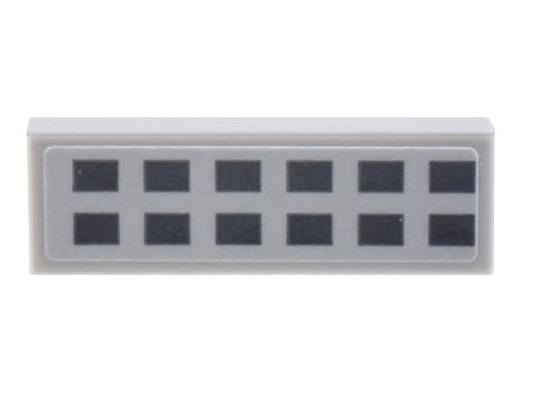 Tile 1 x 3 with Grid of 12 Black Rectangles Pattern (Sticker) - Set 10299