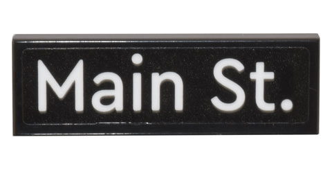 Tile 1 x 3 with White 'Main St.' Pattern (Sticker) - Set 10308
