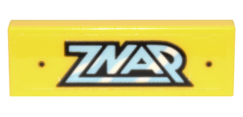 Tile 1 x 3 with Bright Light Blue, Black, and White 'ZNAP' Logo Pattern (Sticker) - Set 80036