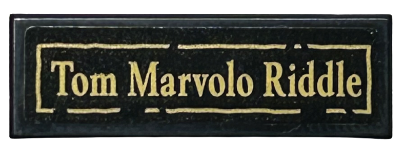 Tile 1 x 3 with Gold 'Tom Marvolo Riddle' and Border Pattern (Sticker) - Set 76421
