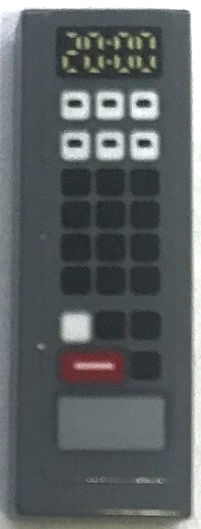 Tile 1 x 3 with Microwave Controls with Red, Black and White Buttons and Digital '20:00' Timer Pattern (Sticker) - Set 70922