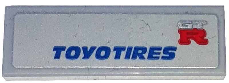 Tile 1 x 3 with Blue 'TOYOTIRES' and Red and Silver 'GTR' Pattern (Sticker) - Set 76917